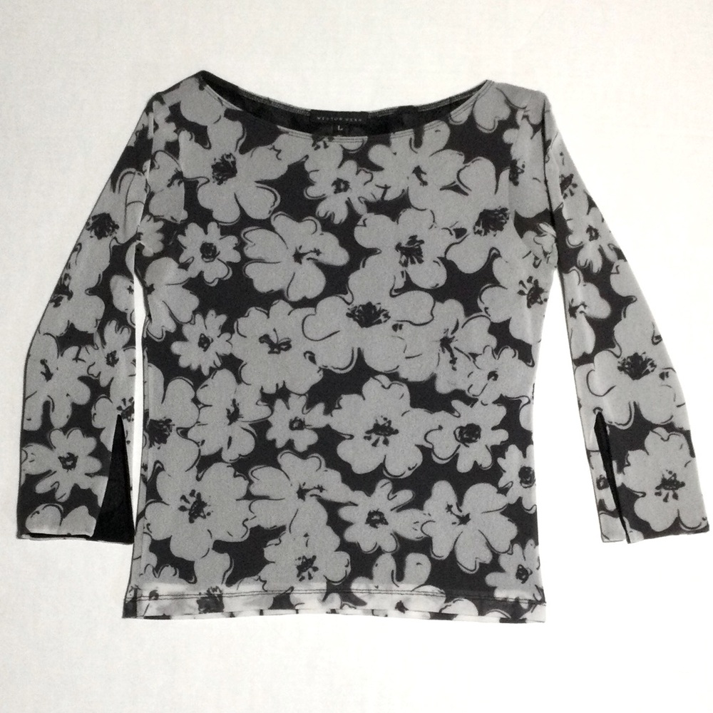 Weston Wear Vintage Womens Size L Floral Black and Gray Women's Top